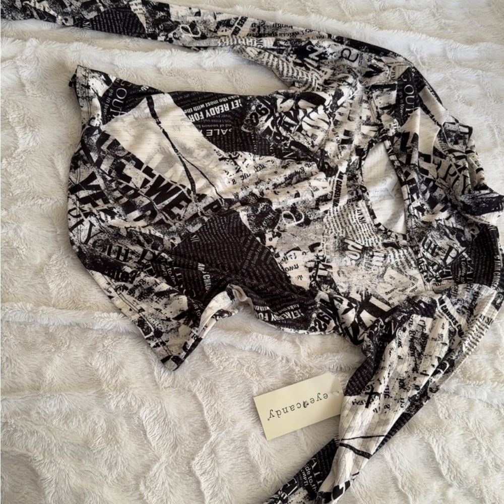 Sandro Monochrome Graphic Long Sleeve Top